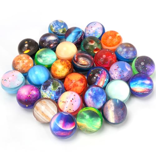 Pllieay 30PCS Galaxy Bouncy Balls, 32mmSpace Bouncy Balls Bulk, Space Party Favors Rubber Balls für Kinder, Space Toys für Kinder, Weihnachtsgeschenktütenfüllung (30 Stile) von Pllieay