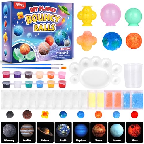 Pllieay Flummi-Planeten Gummiball Selber Machen, Fun Science Experimentierset Kosmos Flummi für Einsteiger, DIY Planet Hüpfball Mach Dein Eigenes Hüpfball-Set Geburtstag Geschenk von Pllieay