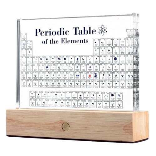 Plookyoe Periodensystem mit Echten Elementen im Inneren, Tabelle der Elemente, Acryl-Periodensystem-Display mit 83 Echten Beispielen von Plookyoe