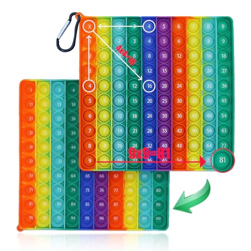 Plstod Pop it 2 in 1, Plopper Spielzeug 20x20cm, Pop it Spiel, Silikon Popit, Pop it Set, Learning Resources Sensorik, Zweiseitig Zahlenbrett zum zählen und Multiplikationstraining für Kinderchten. von Plstod