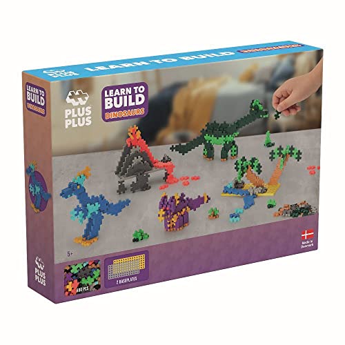 Plus-Plus 9603918 Geniales Konstruktionsspielzeug, Learn to Build, Dinosaurier, Kreativ-Bausteine, 600 Teile, Mehrfarbig von Plus-Plus