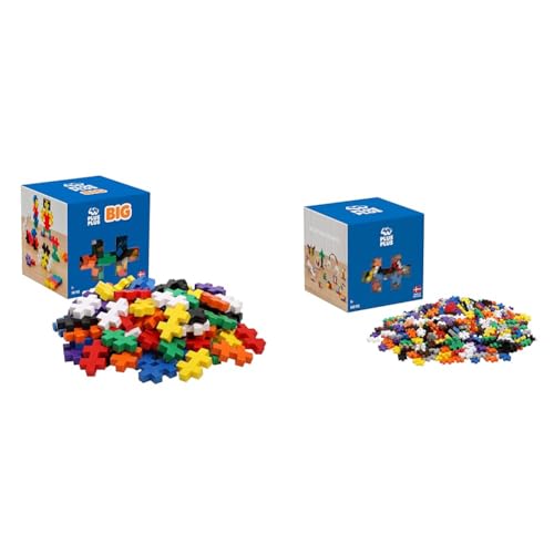 Plus-Plus 9603210 Geniales Konstruktionsspielzeug, Open Play Big Basic Mix, Bausteine-Set, 100 Teile & 52129 3310 Basic Mini 600 Bausteine von Plus-Plus