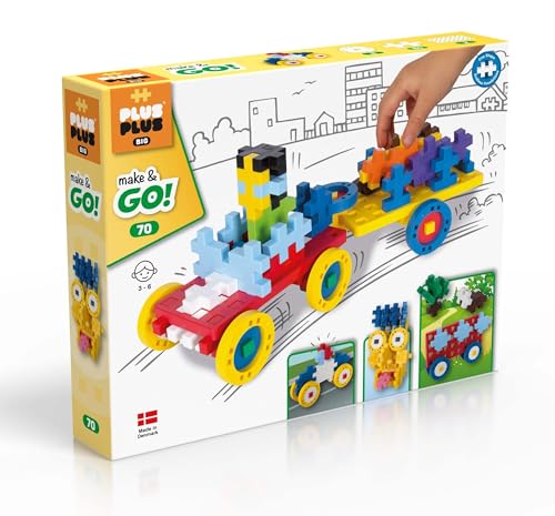 Plus-Plus 9603424 Kreativ-Bausteine, Big Fahrzeuge-Set, Konstruktionsspielzeug, 70 Teile Basic. von Plus-Plus