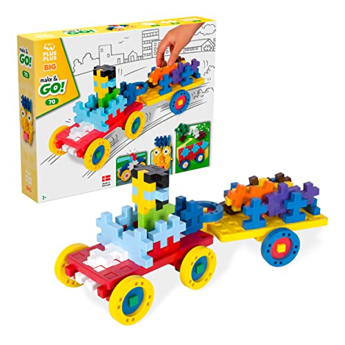 Plus-Plus 9603424 Kreativ-Bausteine, Big Fahrzeuge-Set, Konstruktionsspielzeug, 70 Teile Basic. von Plus-Plus