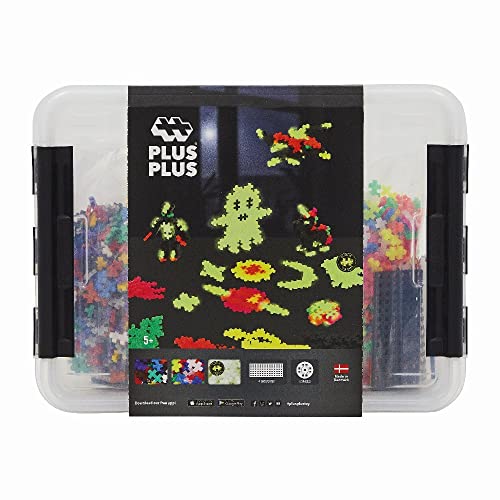 Plus-Plus 9603919 Geniales Konstruktionsspielzeug, Basic XXL Mega-Set, Glow in The Dark, Kreativ-Bausteine, 2000 Teile, Ab 5 Jahren von Plus-Plus