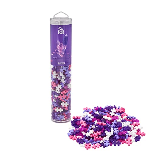 Plus-Plus Geniales Konstruktionsspielzeug, Tube Glitzer, Bausteine-Set, 240 Teile, Lila, Rosa von Plus-Plus