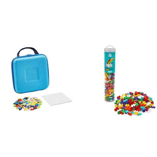 Plus-Plus 9607012 Kreativ-Bausteine, Reisekoffer Set, Geniales Konstruktionsspielzeug, 100 Teile & 9604262 Geniales Konstruktionsspielzeug, Regenbogen von Plus-Plus