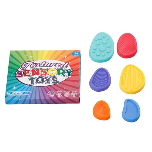 PlusBee 6-Pack Fidget Spielzeug Sensorische Steine, strukturierte Silikon Stress Relief Fidget Spielzeug Set für Erwachsene/Kinder, perfekt für spezielle Bedürfnisse von PlusBee