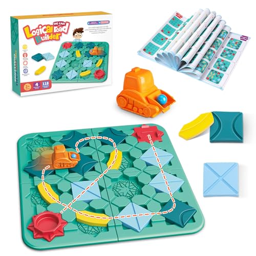 PlusBee Logisches Straßenbau-Brettspiel für Kinder, Große Montessori Puzzle STEM-Spiel, Lernspielzeug ab 4-8 Jahren, Pädagogisches Logikspiel, Geburtstag Geschenk von PlusBee