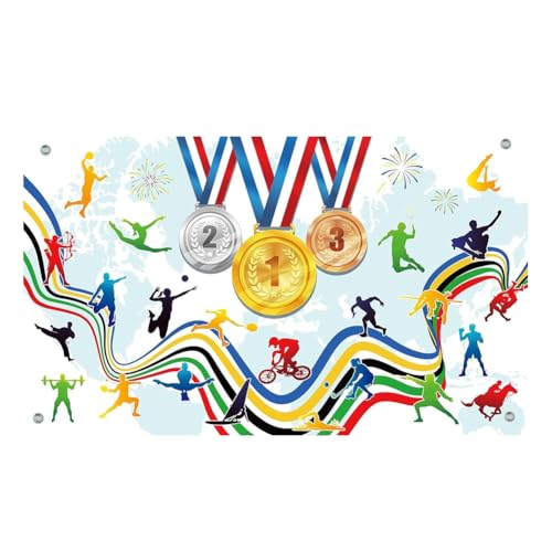 Pluuttiem Sportdekorations-Banner „Go for Gold, Großes Sport-Hofschild-Banner, 178 X 109 cm, Sport-Dekoration für Sommersport von Pluuttiem