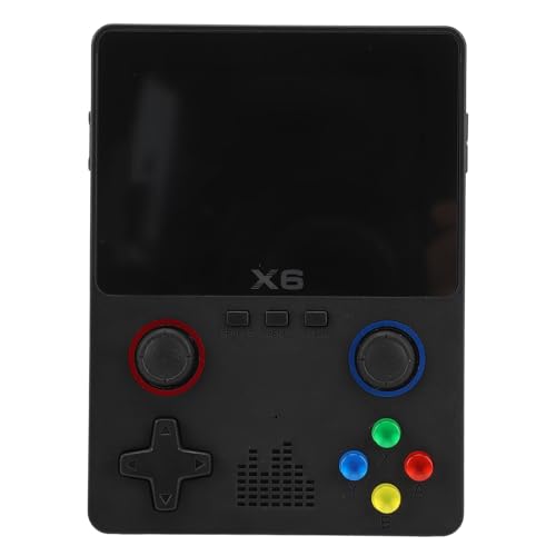 Handheld-Spielekonsole, 3,5-Zoll-IPS-Bildschirm, MI NI-Retro-Konsole mit Kleiner 64-G-Speicherkarte, 2000 MAh, Tragbarer Taschenvideoplayer für Teenager und Erwachsene (Black) von Plyisty