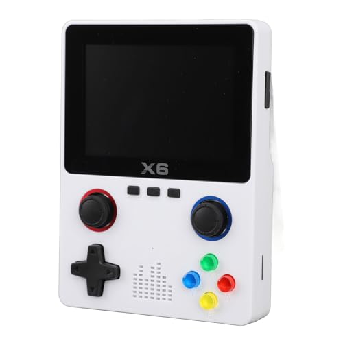 Handheld-Spielekonsole, 3,5-Zoll-IPS-Bildschirm, MI NI-Retro-Konsole mit Kleiner 64-G-Speicherkarte, 2000 MAh, Tragbarer Taschenvideoplayer für Teenager und Erwachsene (White) von Plyisty