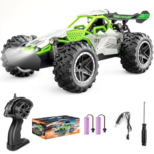 Pmgud Ferngesteuertes Auto, 2,4 GHz 1:18 Proportional 2WD 20+ km/h Hobby Offroad Monster RC Truck, wasserdichte RC Truggy RTR Geländegängig Spielzeug (Grün) von Pmgud