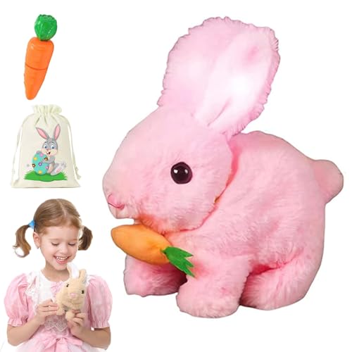 Pnedeodm Fanyil Bunnypal, Bunny Mein Realistisches Kaninchen, Hüpfendes Kaninchen, Realistisches Interaktives Kaninchenspielzeug, Kuscheltier Hase Mit Geräuschen Bewegungen Ostergeschenke Kinder (E) von Pnedeodm