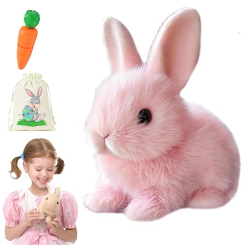 Pnedeodm Fanyil Bunnypal, Bunny Mein Realistisches Kaninchen, Hüpfendes Kaninchen, Realistisches Interaktives Kaninchenspielzeug, Kuscheltier Hase Mit Geräuschen Bewegungen Ostergeschenke Kinder (B) von Pnedeodm