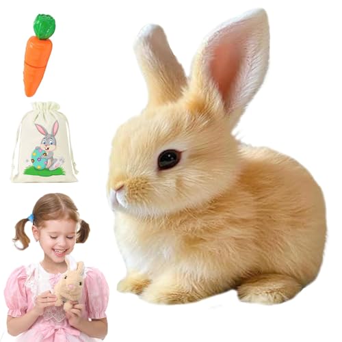 Pnedeodm Fanyil Bunnypal, Bunny Mein Realistisches Kaninchen, Hüpfendes Kaninchen, Realistisches Interaktives Kaninchenspielzeug, Kuscheltier Hase Mit Geräuschen Bewegungen Ostergeschenke Kinder (C) von Pnedeodm