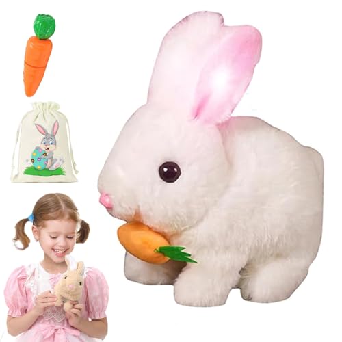 Pnedeodm Fanyil Bunnypal, Bunny Mein Realistisches Kaninchen, Hüpfendes Kaninchen, Realistisches Interaktives Kaninchenspielzeug, Kuscheltier Hase Mit Geräuschen Bewegungen Ostergeschenke Kinder (D) von Pnedeodm