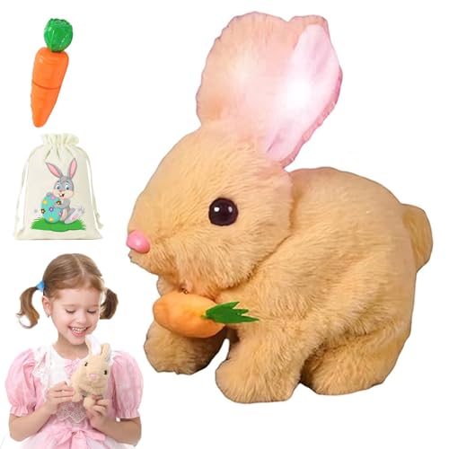 Pnedeodm Fanyil Bunnypal, Bunny Mein Realistisches Kaninchen, Hüpfendes Kaninchen, Realistisches Interaktives Kaninchenspielzeug, Kuscheltier Hase Mit Geräuschen Bewegungen Ostergeschenke Kinder (F) von Pnedeodm