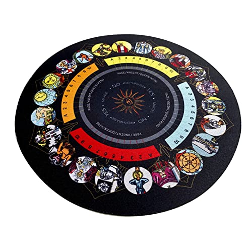 Pnuokn Tischdecke mit Altarkarte, rund, Astrologie, weiches Tuch, Kissen, Gummi-Pad, Tarot-Wahrsagen-Wandteppich von Pnuokn