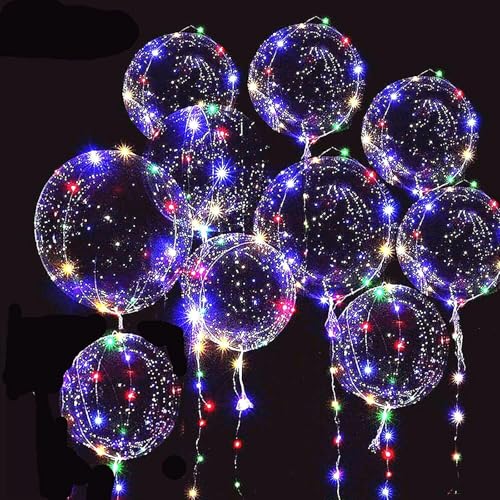 10 Stück Bobo Ballons mit LED-Lichterketten – 20 Zoll transparente Ballons, bereits mit Batterien ausgestattet – Perfekt für Feiern, Geburtstagsfeiern, Hochzeiten und festliche Anlässe von PnxdeobXL