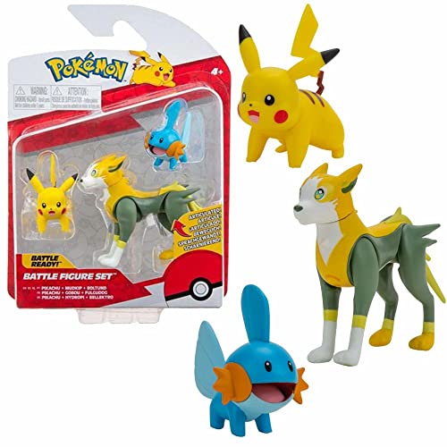 Battle Figuren | 3er Set | Pokemon | Action Spielfiguren zum Sammeln, Spielfigur:Pikachu. Hydropi & Bellektro von Pokémon