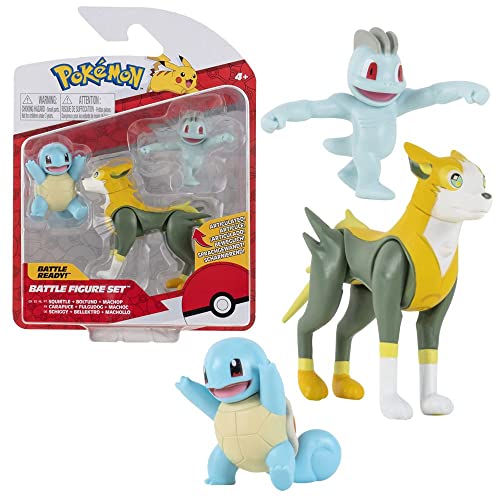 Battle Figuren | 3er Set | Pokemon | Action Spielfiguren zum Sammeln, Spielfigur:Schiggy. Bellektro & Machollo von Pokémon