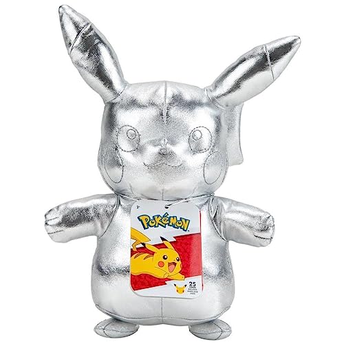 Pokémon BO37432, Pikachu Plüsch (Silber, 30cm), 25 Jahre Silbernes Jubiläum - silbernes Plüsch von Pokémon