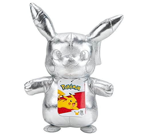 Pokémon BO38284, Pikachu Plüsch (Silber, 20cm), 25 Jahre Silbernes Jubiläum - silbernes Plüsch von Pokémon