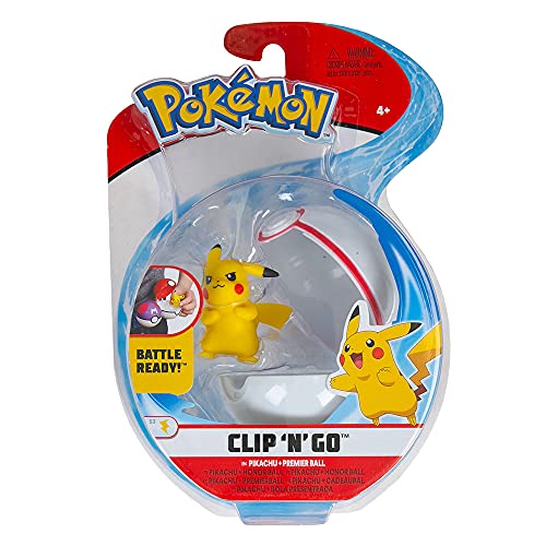 Pokémon Clip 'N' Go Pikachu & Pokéball - Enthält 1x 5cm Figur & 1x Premier Ball - Neue Welle 2021 - Offiziell Lizensiert von Pokémon