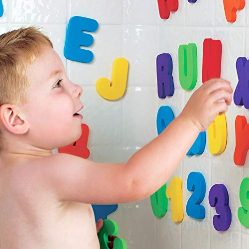 Badewanne Sticker schwebende Buchstaben, Kinder Badespielzeug Baby Pädagogisches Badezimmer Alphabet Spielzeug Schaum Schwimm Badewanne Aufkleber 36 Stücke von Poapp