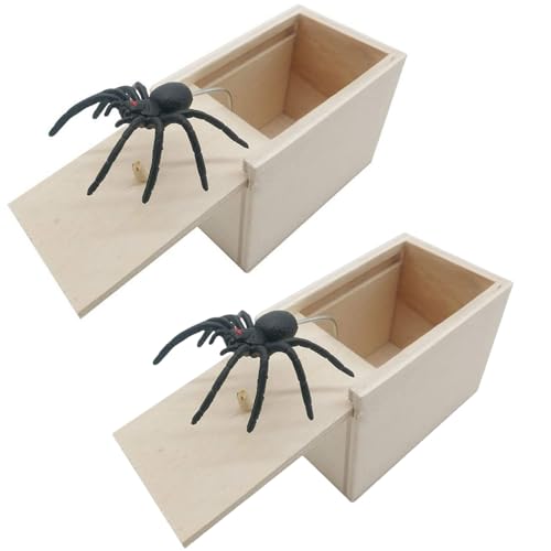 2 Stück Spinne Prank Box, Scherzartikel Spinne In Box, Holz Streich Spinne Box, Lustige Verrückte Streich Geschenk Box Spinne, Überraschungs Streichschachtel Für Kinder Erwachsene Party Favors von Poartiule