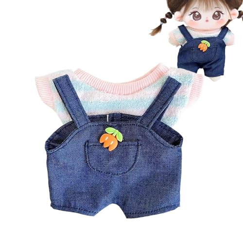 Poartiule Kleidungsset für Plüschpuppen, Overalls und Oberteile für Puppen - Süße Kleidung 20cm Puppe Overalls und Tops - Plüschtier-Anzieh-Sammler-Stoffpuppen-Rollenspiel-Outfits für Kinderzimmer und von Poartiule