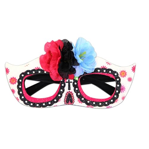 Poartiule Maskerade-Maske für Frauen, Day Of The Dead-Gesichtsmaske - Kreative Rollenspiel-Gesichtsmaske für Halloween,Halloween-Kostüm-Gesichtsmaske verziert mit künstlichen Blumen und Totenkopf für von Poartiule