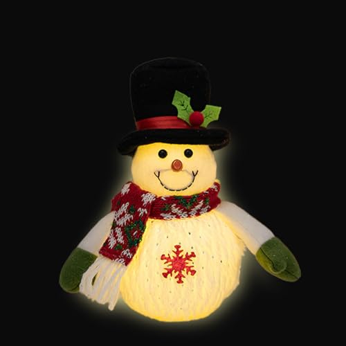 Poartiule Weihnachts-Schneemann-Plüschtier, weihnachtliche leuchtende Schneemann-Puppe - Weihnachts-Schneemann-Spielzeug, beleuchteter Plüsch-Schneemann,Weihnachtsplüsch gefülltes weiches von Poartiule