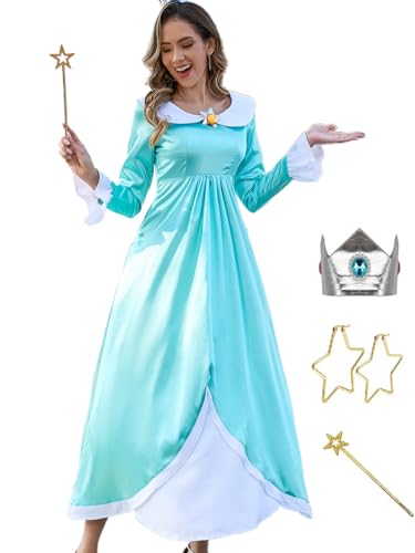 Poboola Prinzessin Pfirsich Kostüm Super Brüder Cosplay für Frauen Halloween Verkleidung Erwachsene Kostüme L von Poboola