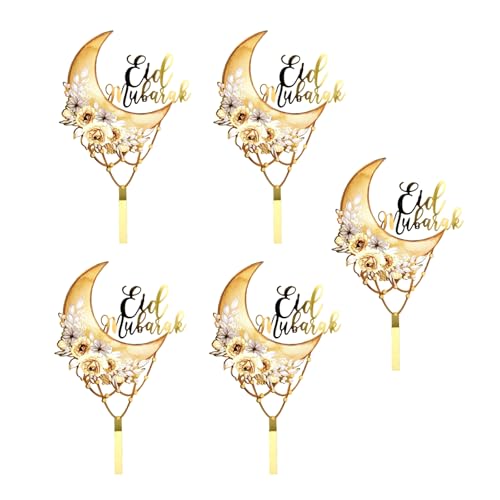 5pieces Cupcake Toppers Kuchen Dekoration Eid Theme Cake Picks Hochzeitstortezubehör Für Partyfeierlichkeiten Geeignet von Pocoiau