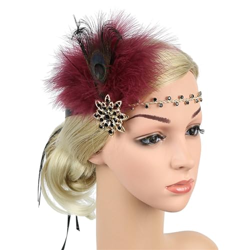 Flapper-Accessoires für Damen, GatsbyParty-Kostüm, Stirnband mit Strasssteinen, Cocktail-Party, Abschlussball, elegante Kopfbedeckung von Pocoiau