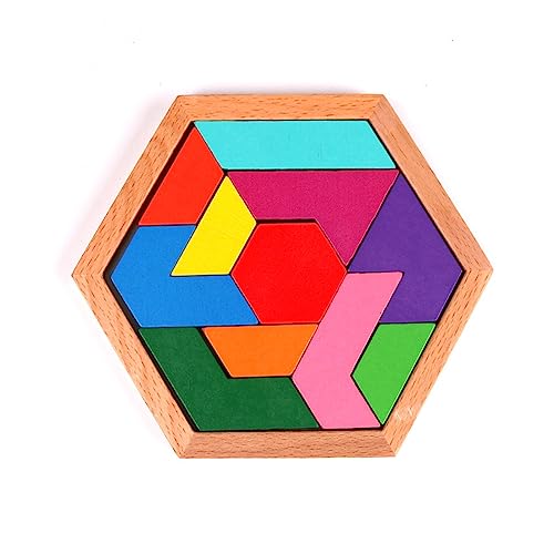 Holz Hexagon Puzzle Für Kid Erwachsene Formmuster Block Tangram Hirnteaser Spielzeugstamm Lerngeschenk Lerngeschenk von Pocoiau