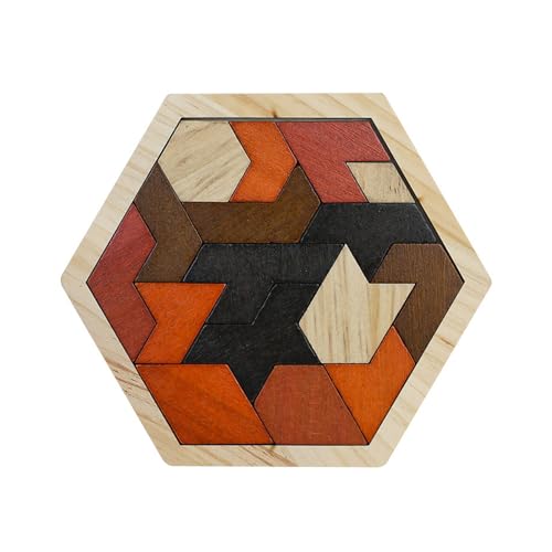 Holz Hexagon Puzzle Für Kid Erwachsene Formmuster Block Tangram Hirnteaser Spielzeugstamm Lerngeschenk Lerngeschenk von Pocoiau