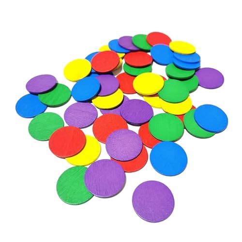 Pocoiau 50pcs Bunte Runde Zähler Holzzähl Chips Marker Für Vorschulköniginnen Kingdergarten Grundstudent Unterrichtshilfen Spielzeug Für Lehrerhilfen von Pocoiau