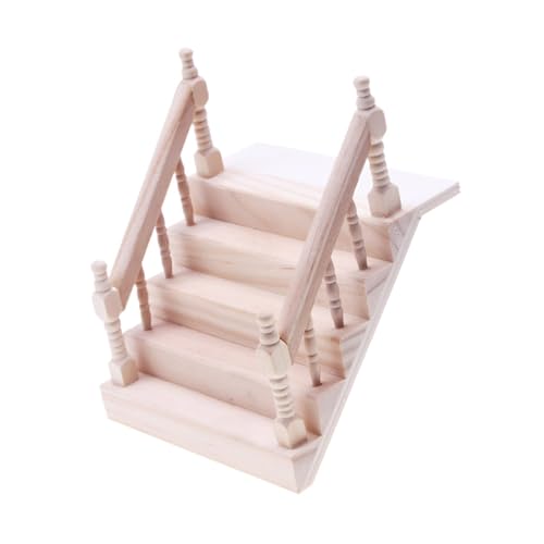 Pocoiau Handgefertigte Miniatur Treppe Aus Robustem Holz Mit Handlauf Wohnaccessoire Für Puppenhäuser Einrichtung Dekoration Maßstab 1:12 von Pocoiau