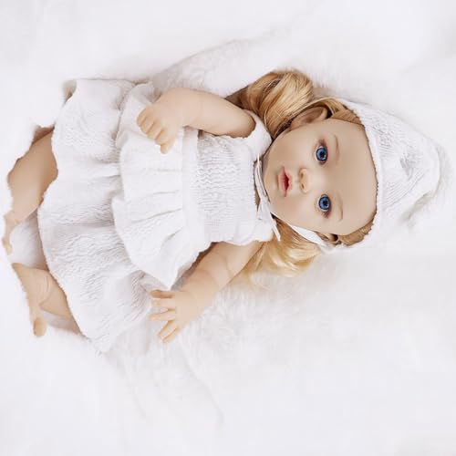 Pocoiau Realistische 12-Zoll Vinylpuppen Für Neugeborene Babyblonde Realistische Kinderspielzeug Weiche Vinylpuppen Mit Kleid Sammlerstück von Pocoiau