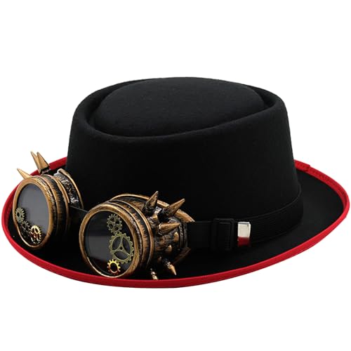 Pocoiau Uni Zylinderhut Steampunk Goggle Gear Hat Gothic Fedoras Cosplay Party Dress Up Hut Neuheit Maskerade Kostüm von Pocoiau