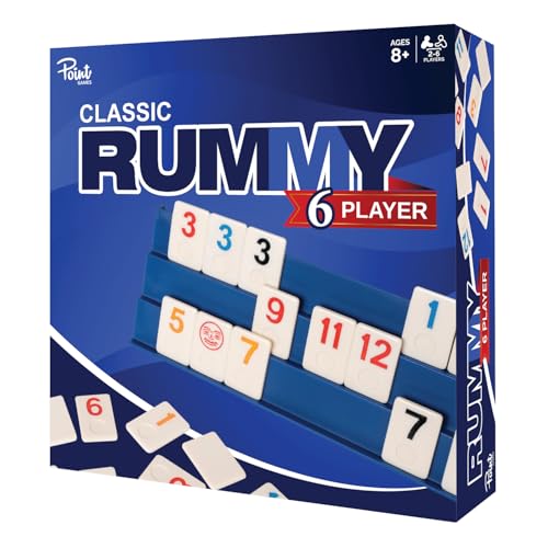 Point Games Rummy Cube Edition Set für 6 Spieler – klassisches Familienspiel, ab 8 Jahren mit mehr Spielsteinen, sechs Racks – ideal für Kinder, Erwachsene & Familienspielabend von Point Games