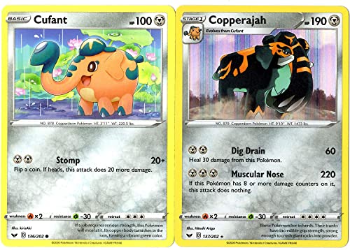 Copperajah 137/202 – Pokemon Evolution-Karten-Set – Cufant – Schwert und Schild – seltene 2 Karten von Pokémon