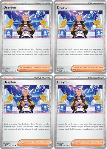 Drayton 174/191 - Surging Sparks - Trainer Card Lot x4 - Spielset von Pokémon