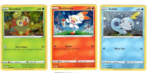 Grookey Sobble Scorbunny - Schwert & Schild Cosmic Foil Promokarte Lot - 010/202-030/202-054/202 von Pokémon