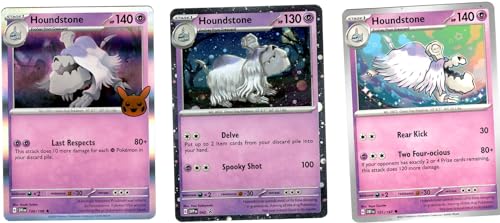 Houndstone – Pokemon 3 Karten Lot – SVP 042 – Scharlachvioletter Trick or Trade – 101/197 Obsidian-Flammen von Pokémon