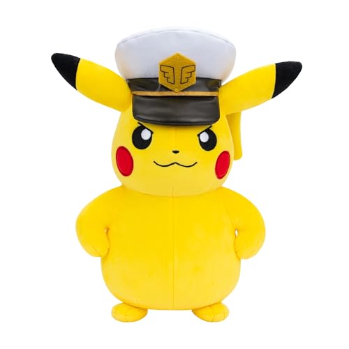 Pokémon PKW4295-20cm Plüsch - Captain Pikachu, offizielles Pokémon Plüsch von Jazwares