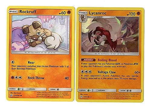 Lycanroc 124/236 - Sonne Mond Kosmische Finsternis - Pokemom Evolution Set - Seltene 2 Karten Lot von Pokémon